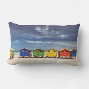 Colourful Beach Houses Muizenberg, South Africa Lumbar Cushion