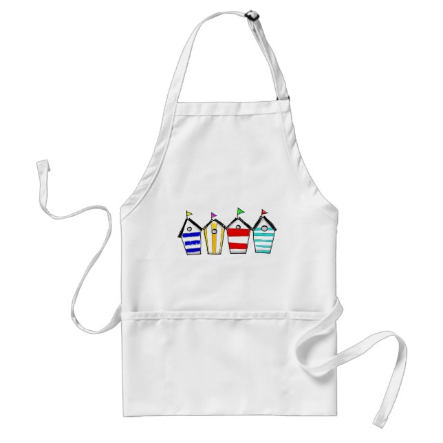 Colourful Beach Hut Illustration Standard Apron (Front)