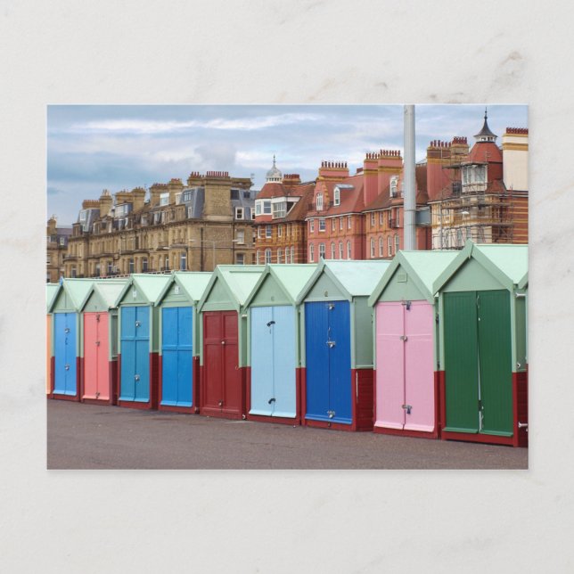 Colourful Beach Huts, Brighton and Hove Beach Postcard (Front)