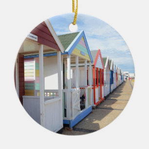 Colourful Beach Huts Ceramic Tree Decoration