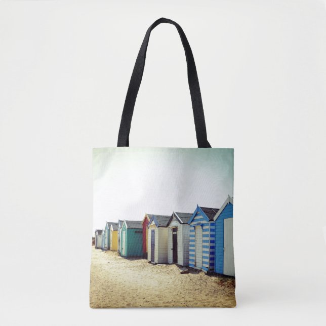 Colourful Beach Huts In The Sun Tote Bag (Front)