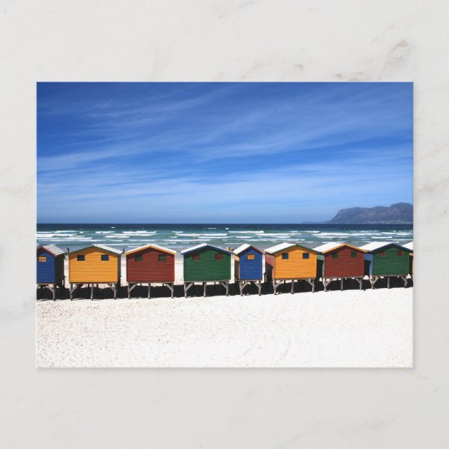Colourful Beach Huts Postcard (Front)