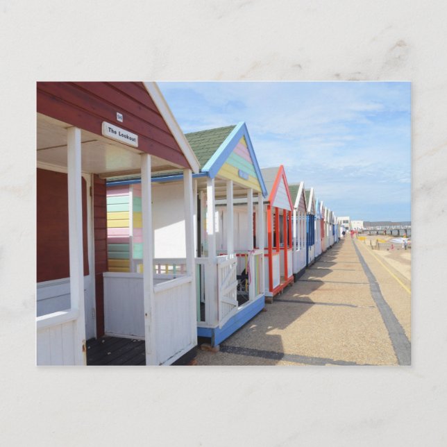 Colourful Beach Huts Postcard (Front)