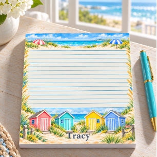 Colourful Beach Huts & Sunny Seaside Dunes Notepad