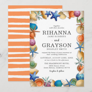 Colourful Beach Seashell Wedding Invitation