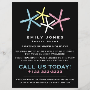 Colourful Beach Starfish, Travel Agent Advertising Flyer