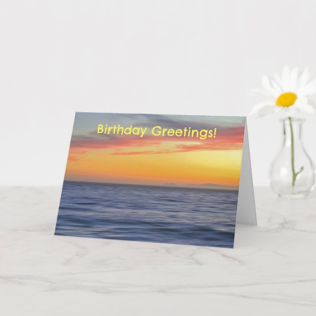 Colourful Beach Sunset Pretty Birthday Card (Small Plant)