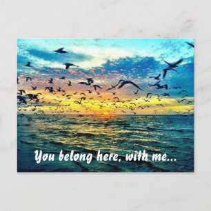 Colourful Beach Sunset Romantic Postcard