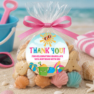 Colourful Beach Theme Classic Round Sticker