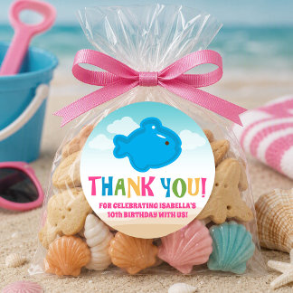 Colourful Beach Theme (Fish Toys) Classic Round Sticker