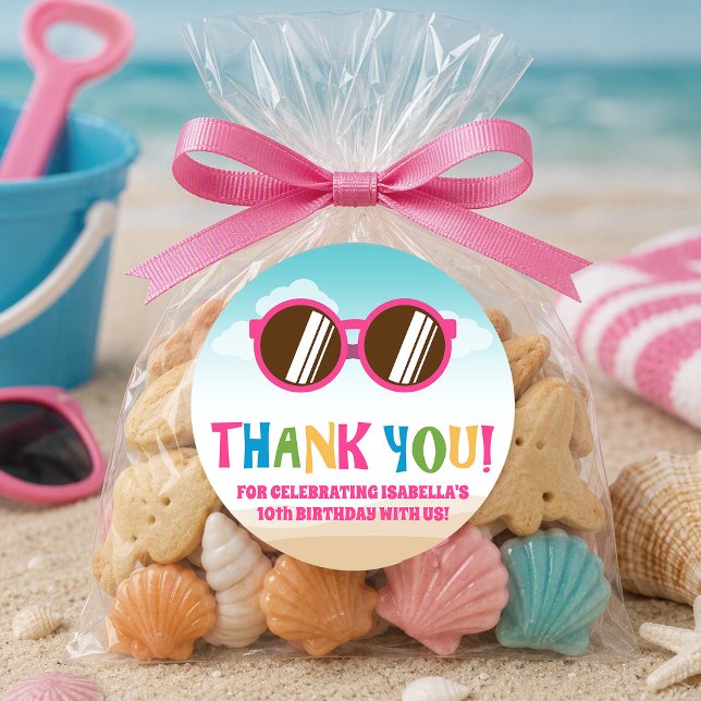 Colourful Beach Theme (Sun Glassess) Classic Round Sticker (Creator Uploaded)
