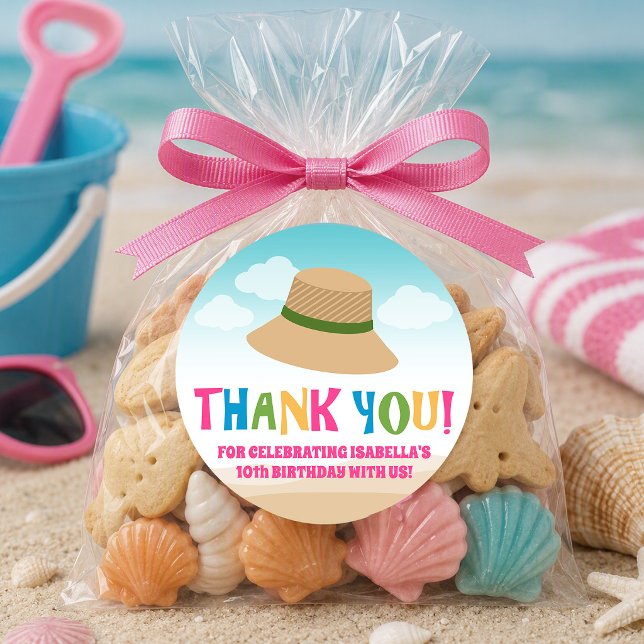 Colourful Beach Theme (Sun Hat) Classic Round Sticker (Creator Uploaded)