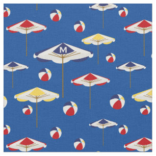 Colourful Beach Umbrella and Beach Ball Custom Fabric