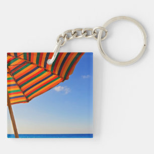 Colourful Beach Umbrella on a Sunny Day Photograph Key Ring