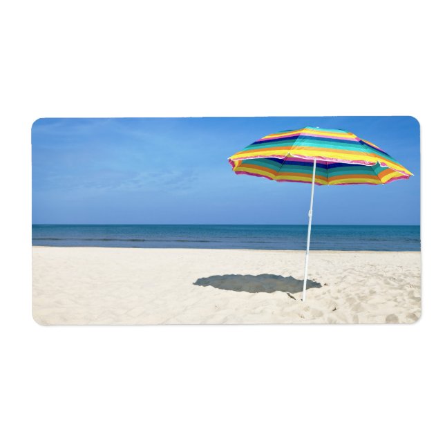 Colourful Beach Umbrella On The Sandy Beach (Front)