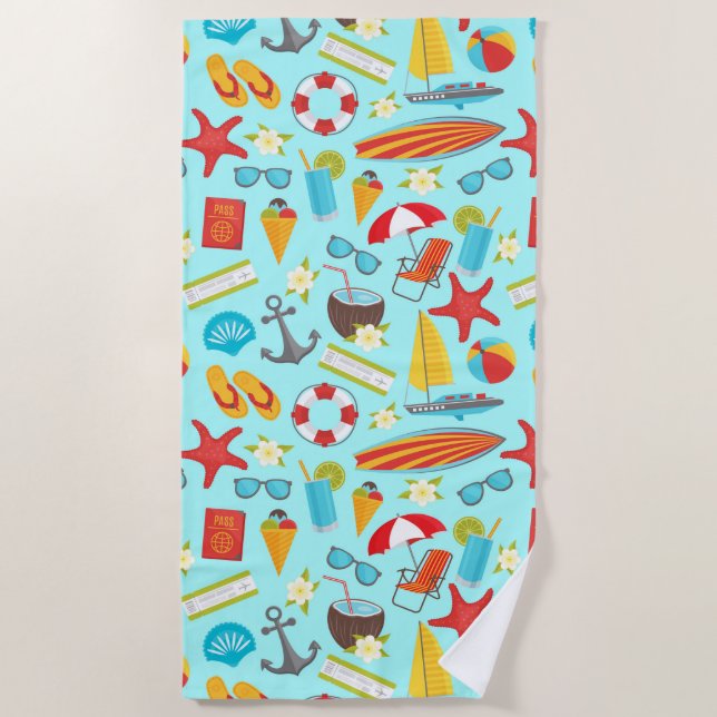 Colourful beach vacation pattern towel (Front)