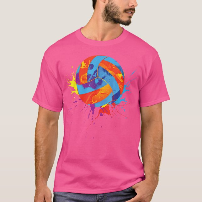 Colourful Beach Volleyball Colorsplash Setter Play T-Shirt (Front)