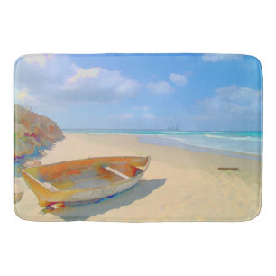 Colourful Beached Caribbean Boat Bath Mat