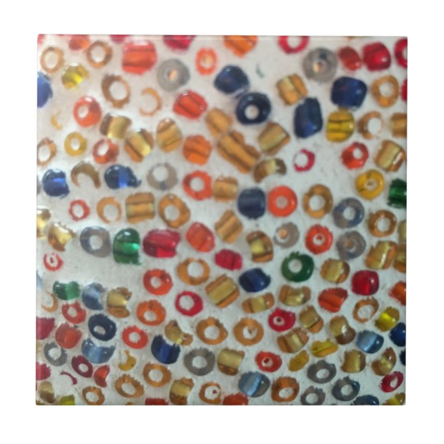 Colourful Beads Coaster - Ceramic Tile  (Front)