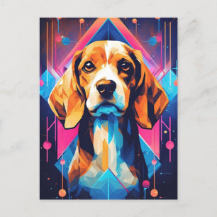 Colourful Beagle Art Postcard
