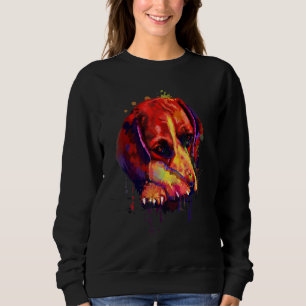Colourful Beagle Hand Drawn Dog Puppy Painting Sweatshirt
