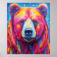 Colourful Bear Abstract painting Cabin Art