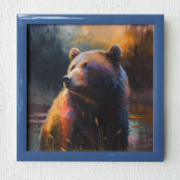 Colourful Bear Abstract painting Cabin Art