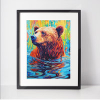 Colourful Bear Abstract painting Cabin Art
