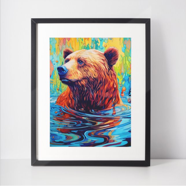 Colourful Bear Abstract painting Cabin Art Poster (Creator Uploaded)