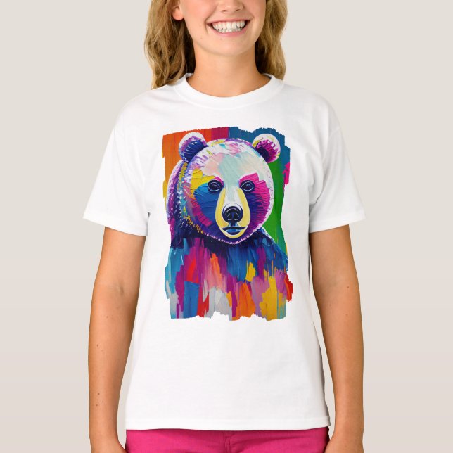 Colourful Bear Portrait T-Shirt (Front)
