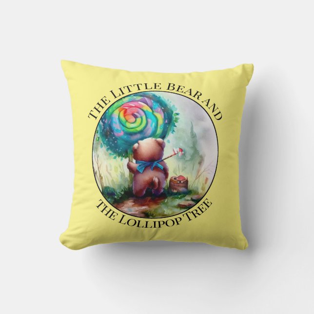 Colourful Bear Watercolor Nursery Throw Pillow (Front)