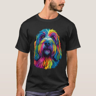 Colourful Bearded Collie Beardie Face Dog Lover T-Shirt