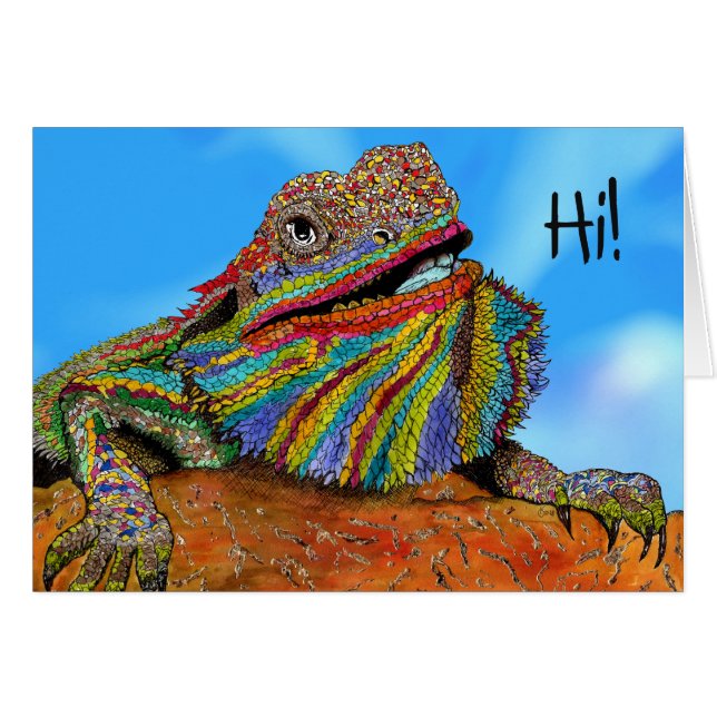 Colourful Bearded Dragon Greeting Card (Front Horizontal)