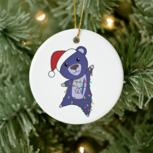Colourful Bears Merry Christmas Winter Animals Bea Ceramic Tree Decoration