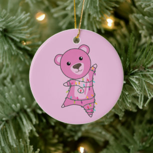 Colourful Bears Merry Christmas Winter Animals Bea Ceramic Tree Decoration