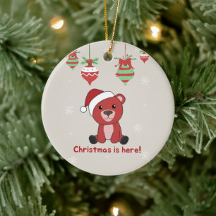 Colourful Bears Merry Christmas Winter Animals Bea Ceramic Tree Decoration