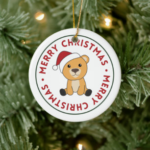 Colourful Bears Merry Christmas Winter Animals Bea Ceramic Tree Decoration