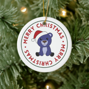 Colourful Bears Merry Christmas Winter Animals Bea Ceramic Tree Decoration
