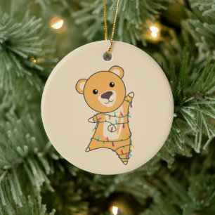 Colourful Bears Merry Christmas Winter Animals Bea Ceramic Tree Decoration