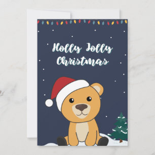 Colourful Bears Merry Christmas Winter Animals Bea Holiday Card