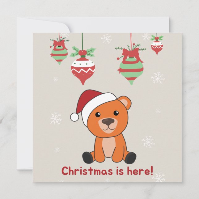 Colourful Bears Merry Christmas Winter Animals Bea Invitation (Front)