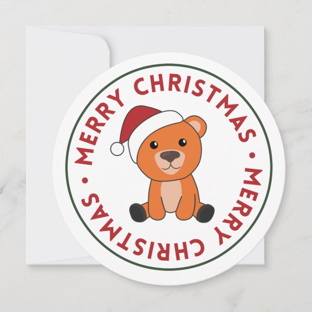 Colourful Bears Merry Christmas Winter Animals Bea Invitation (Front)