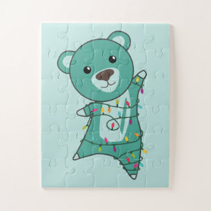 Colourful Bears Merry Christmas Winter Animals Bea Jigsaw Puzzle