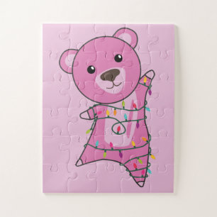 Colourful Bears Merry Christmas Winter Animals Bea Jigsaw Puzzle