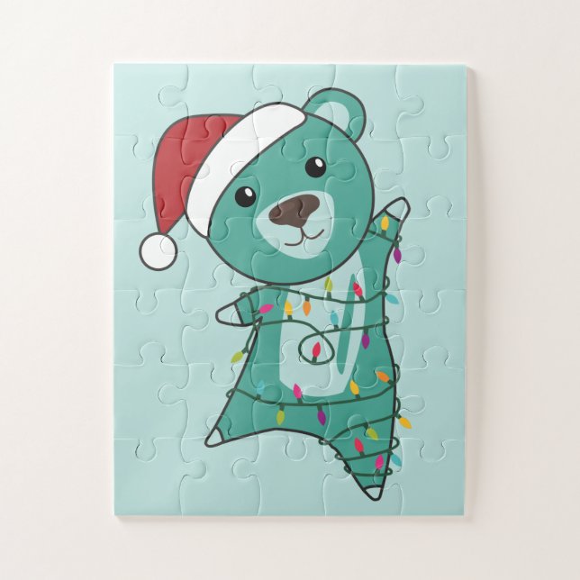 Colourful Bears Merry Christmas Winter Animals Bea Jigsaw Puzzle (Vertical)