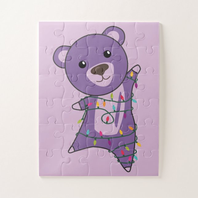 Colourful Bears Merry Christmas Winter Animals Bea Jigsaw Puzzle (Vertical)