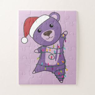 Colourful Bears Merry Christmas Winter Animals Bea Jigsaw Puzzle