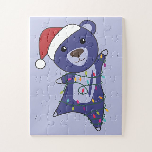 Colourful Bears Merry Christmas Winter Animals Bea Jigsaw Puzzle (Vertical)