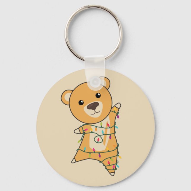 Colourful Bears Merry Christmas Winter Animals Bea Key Ring (Front)