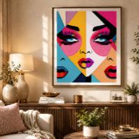 Colourful Beautiful Abstract Women Face Pop Art